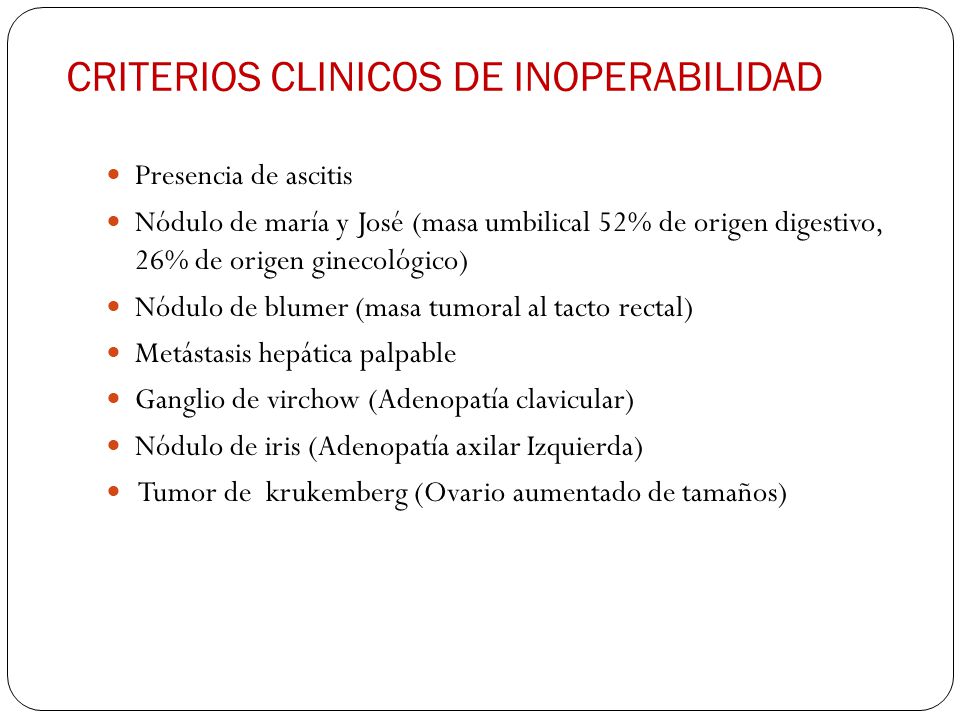 inoperabilidad cancer gastrico